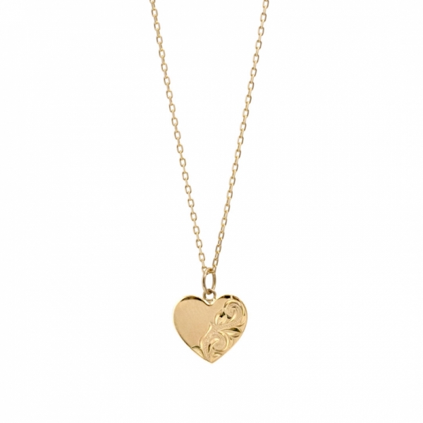 ハワイアンジュエリー/K10YG/Half engrave heart Necklace|ハワイアンジュエリーブランドMaxi(マキシ)公式通販オンラインショップ
