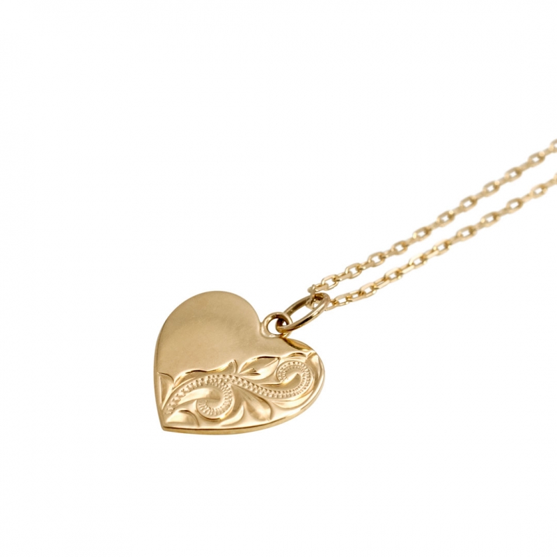 ハワイアンジュエリー/K10YG/Half engrave heart Necklace|ハワイアンジュエリーブランドMaxi(マキシ)公式通販オンラインショップ